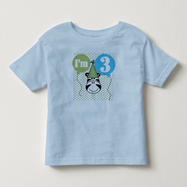 Bebé 3ro camiseta del cumpleaños de la cebra (Anverso)