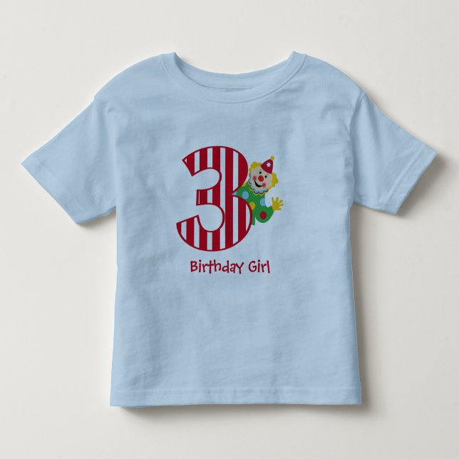 Bebé 3ro Camiseta del payaso de circo del cumpleaños (Anverso)