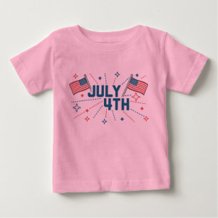 Bebé 4 de julio Camiseta de niño rosado