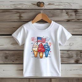 Bebé 4 de julio Ice Cream USA Bandera Niños Camiseta