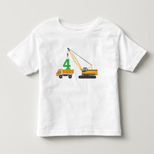 Bebé 4to Camiseta de la construcción del cumpleaños