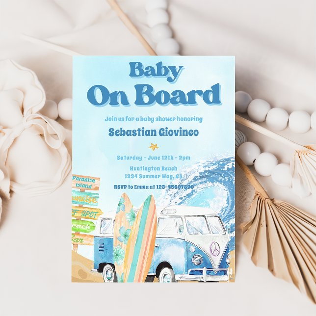 Bebé a bordo de la invitación Baby Shower de Beach (Subido por el creador)