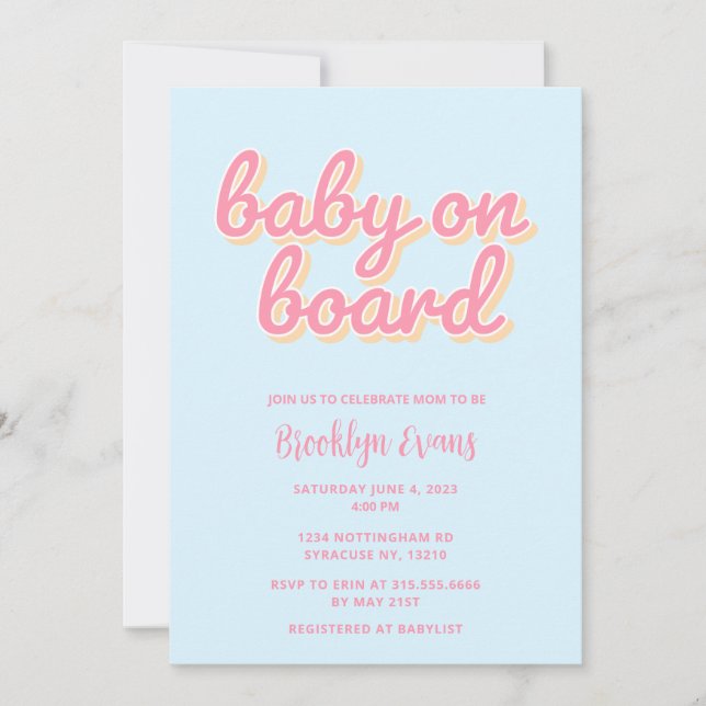 Bebé a bordo de la invitación de Baby Shower a los (Anverso)