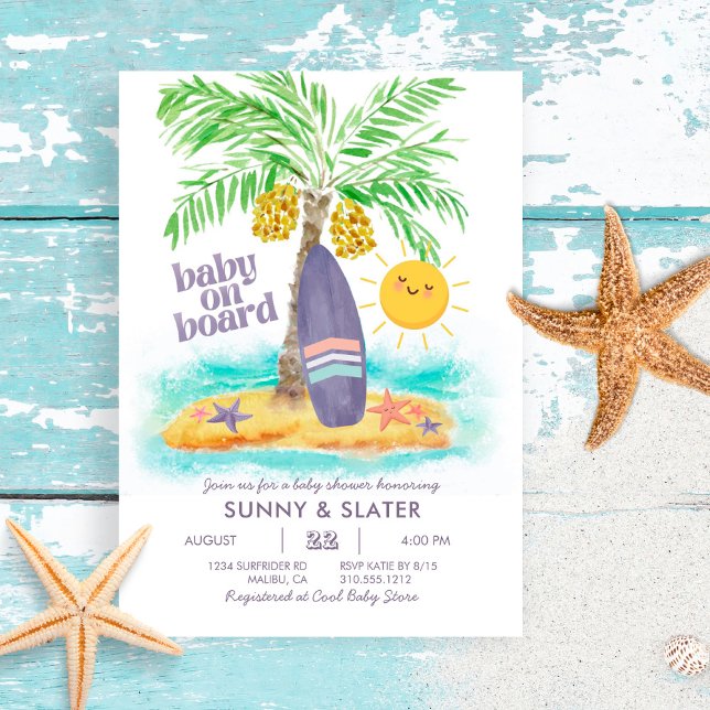 Bebé a bordo | Invitación a Baby Shower Beach Surf (Subido por el creador)