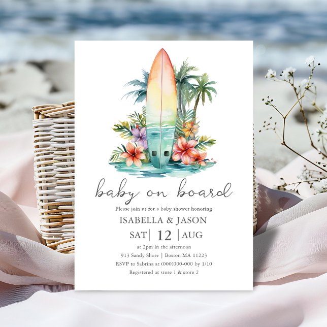 Bebé a bordo Parejas de Surf Invitación Baby Showe (Subido por el creador)