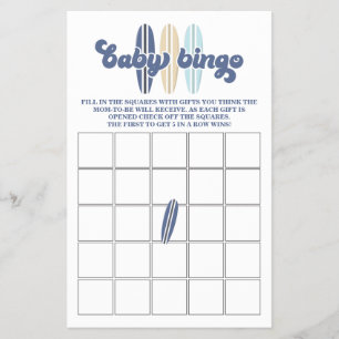 Bebé a bordo Surfing Baby Shower Bingo Flyer