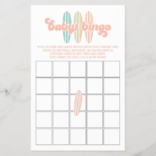 Bebé a bordo Surfing Baby Shower Bingo Flyer