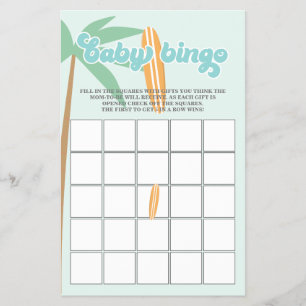 Bebé a bordo Surfing Baby Shower Bingo Flyer