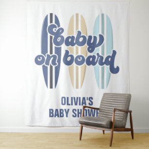 Bebé a bordo Tapiz de surfista para baby shower de