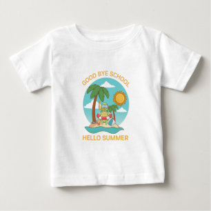 Bebé Adiós Escuela Hola Camiseta de Tiempo de Verano