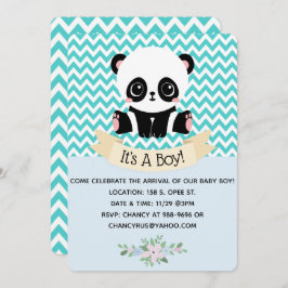 Bebé Adorable Panda Blue Baby Shower Invitaciones