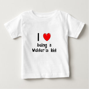 Bebé Amo el ser camiseta del niño de un soldador