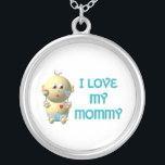 Bebé: Amo mi collar de mami<br><div class="desc">Esta linda apariencia "3D" de Bouncing Baby declara "Amo a mi mamá". ¡Siéntete libre de agregar tus propias palabras y/o cambiar el color de fondo a través de las asombrosas herramientas de personalización de Zazzle! Para más productos de "Bouncing Baby with Heart" visite mi otra tienda en: http://www.zazzle.com/bouncingbabiesheart*</div>