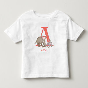 Bebé Animal ABC A es para camiseta de aardvark