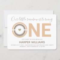 Bebé arcoiris boho Invitación al primer cumpleaños