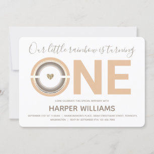 Bebé arcoiris boho Invitación al primer cumpleaños