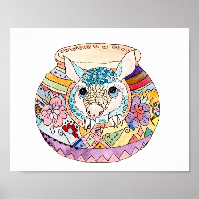 Bebé armadillo de arte folclórico hispano (Frente)