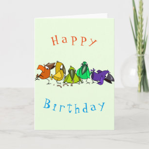 Bebé Aves coloridas con tarjeta de cumpleaños - Di
