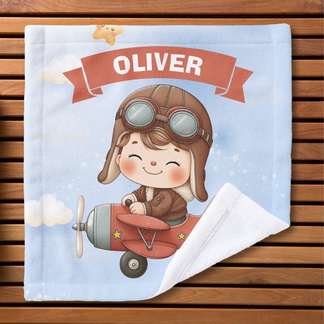 Bebé Aviador Soñador en Avión Rojo (Subido por el creador)