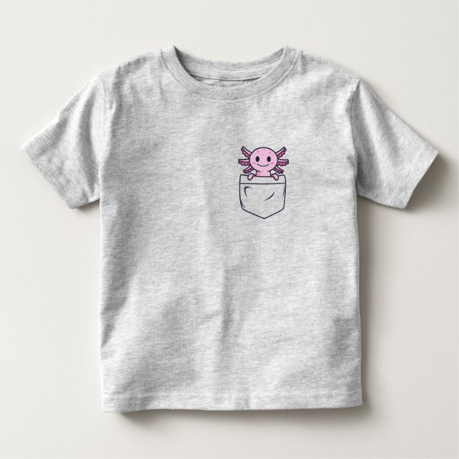 Bebé Axolotl lindo y gracioso en camiseta de bolsillo C (Anverso)
