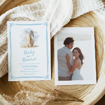 Bebé azul a bordo de la invitación Baby Shower de