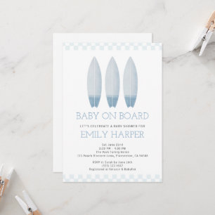 Bebé azul a bordo de la invitación de Baby Shower