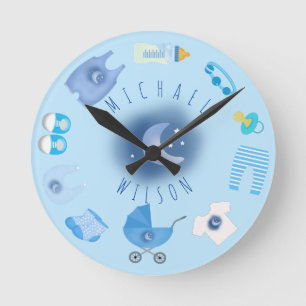 Bebé Azul Bebé Bebés Nombre Reloj De Pared