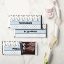 Bebé azul Giraffe Monograma Hershey Bar Favores