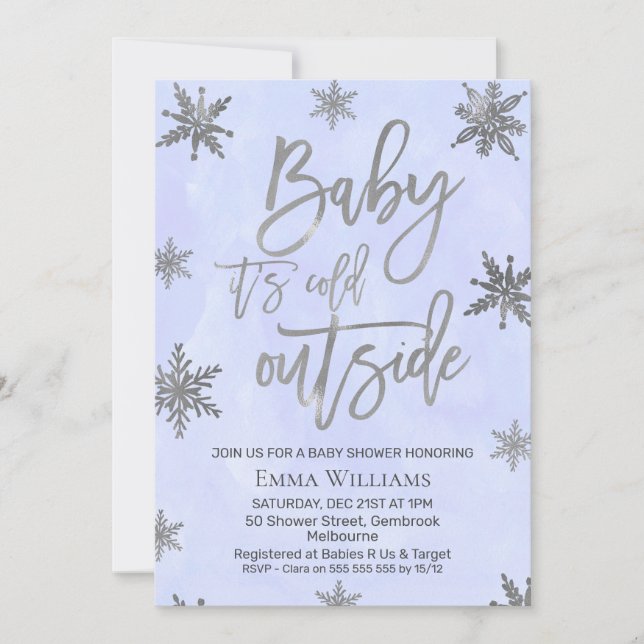 Bebé azul hace frío fuera de la invitación de Baby (Anverso)