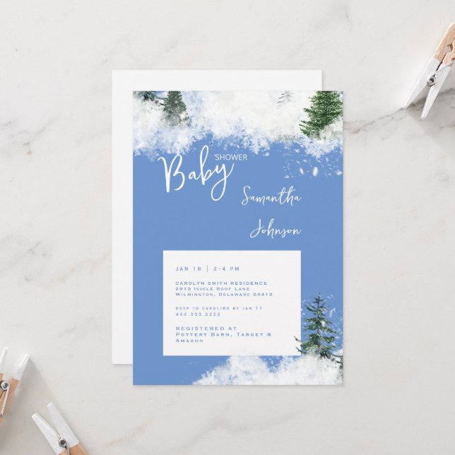 Bebé azul hace frío fuera de la invitación de Baby (Anverso/Reverso In Situ)