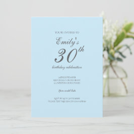 Bebé Azul Minimalista 30.ª invitación de cumpleaño