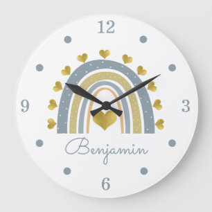 Bebé azul Nursera de arcoiris Reloj de pared acríl