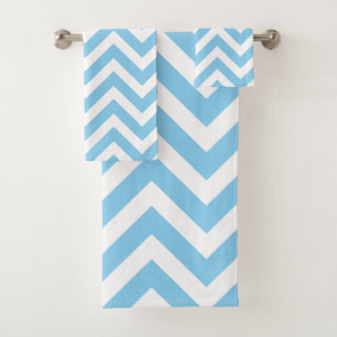 Bebé azul y blanco grande Horiz. Chevron Stripes