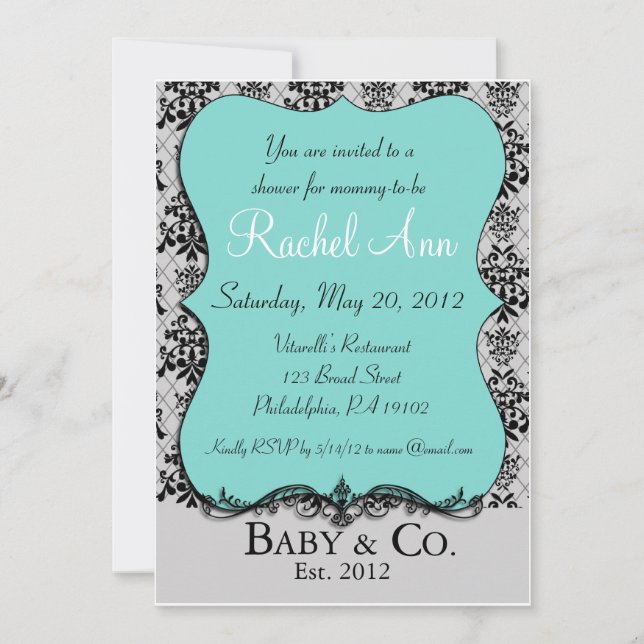Bebé azul y tarjeta de la invitación de la ducha (Anverso)