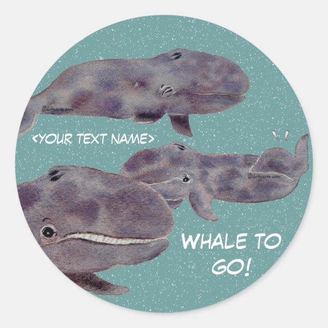 Bebé "ballena a ir" pegatinas personalizados (Anverso)