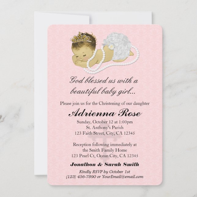 Bebé Baptismo Invitaciones a la Navidad PINK 179 (Anverso)