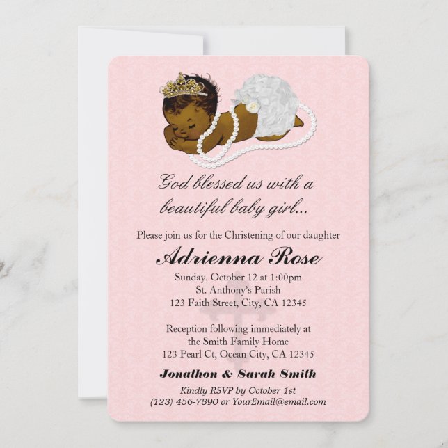 Bebé Baptismo Invitaciones a la Navidad PINK 182 (Anverso)