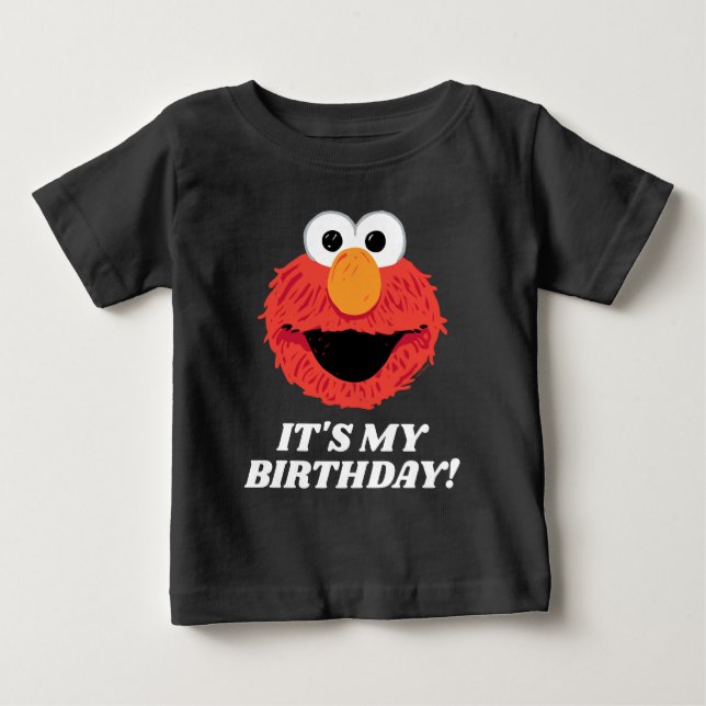 Bebé Barrio Sésamo | Elmo es mi camiseta de cumpleaños (Anverso)