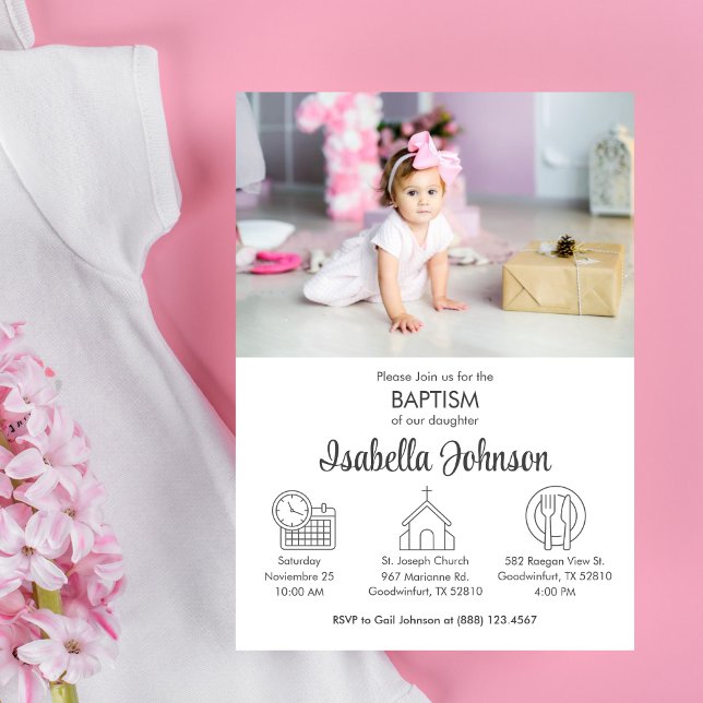 Bebé Bautizo Invitación Cute Bautismo Moderno (Subido por el creador)