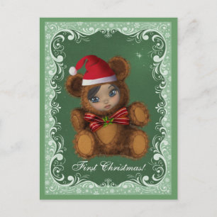 Bebé Bear Papá Noel Primer Postal De Navidad