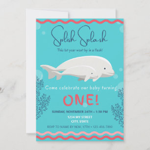 Bebé Beluga 1ª invitación de cumpleaños