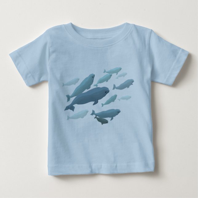 Bebé Beluga Camiseta de ballena barata arte de bal (Anverso)