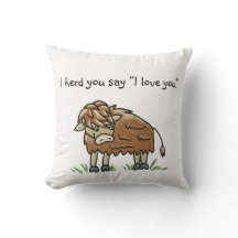 Bebé bisonte búfalo de vaca te amo almohada