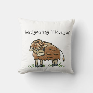 Bebé bisonte búfalo de vaca te amo almohada
