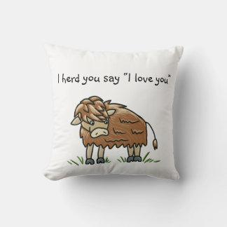 Bebé bisonte búfalo de vaca te amo almohada