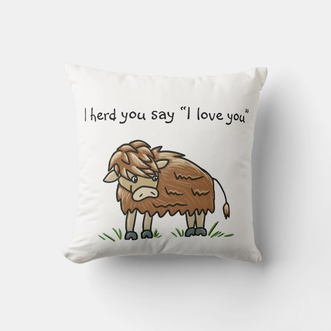 Bebé bisonte búfalo de vaca te amo almohada (Anverso)