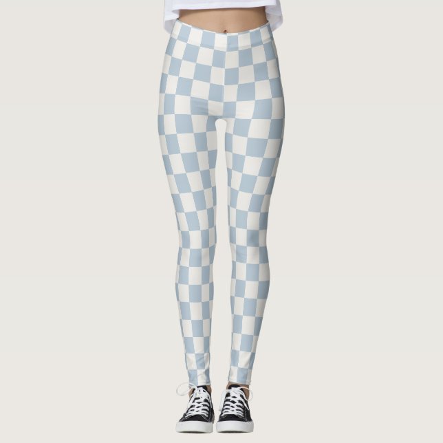Bebé Blue Checkerboard Leggings - Suave y elegante (Anverso)