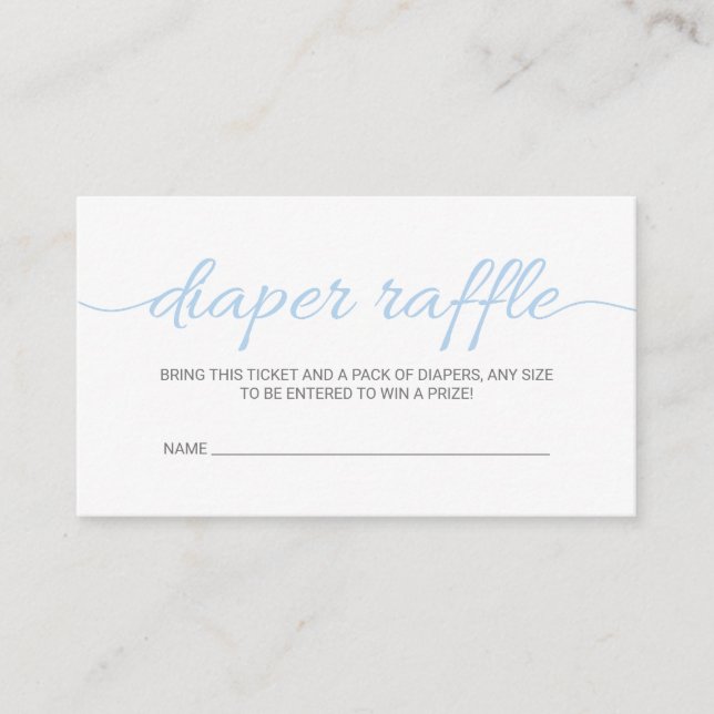Bebé Blue Script Baby Shower Raffle Ticket Insert (Anverso)