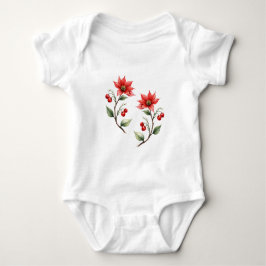 Bebé Body para Bebê  Natal  Flores Vermelhas