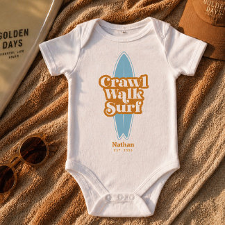 Bebé Body Personalizado para Bebé, Gatear Caminar Surfe
